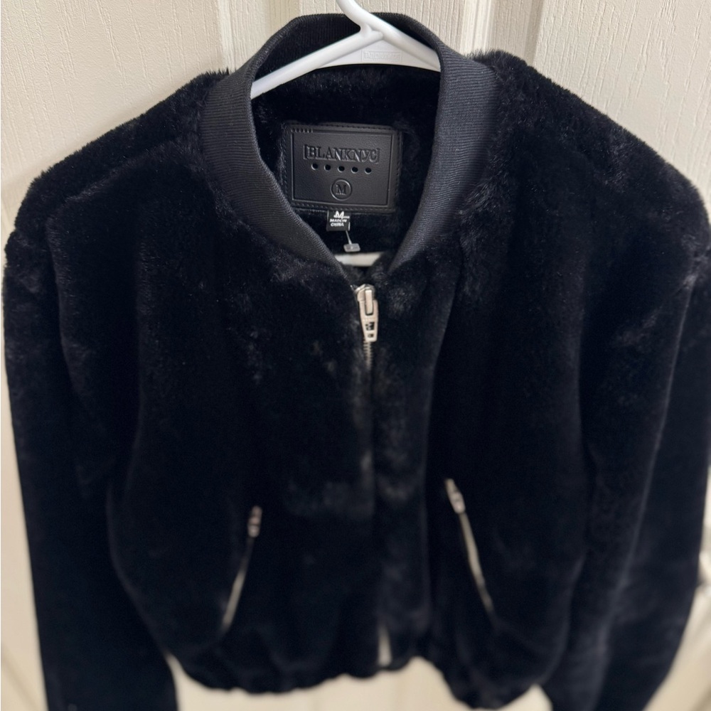 Plush Faux Fur Bomber Jacket by BlankNYC Women's Size M New without Tags